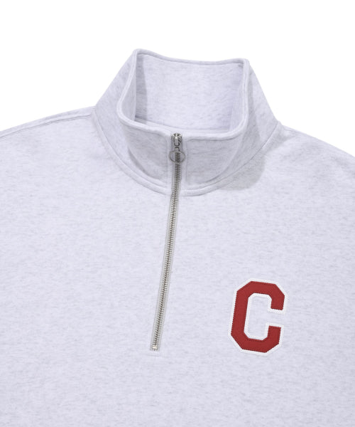 C Logo Half Zip-Up Sweatshirt Heather Gray