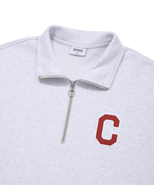 C Logo Half Zip-Up Sweatshirt Heather Gray