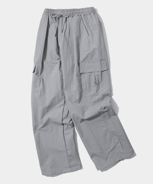 Pocket cargo nylon two-way string banding pants [charcoal]