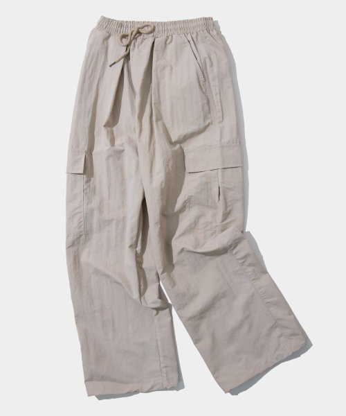 Pocket cargo nylon two-way string banding pants [charcoal]