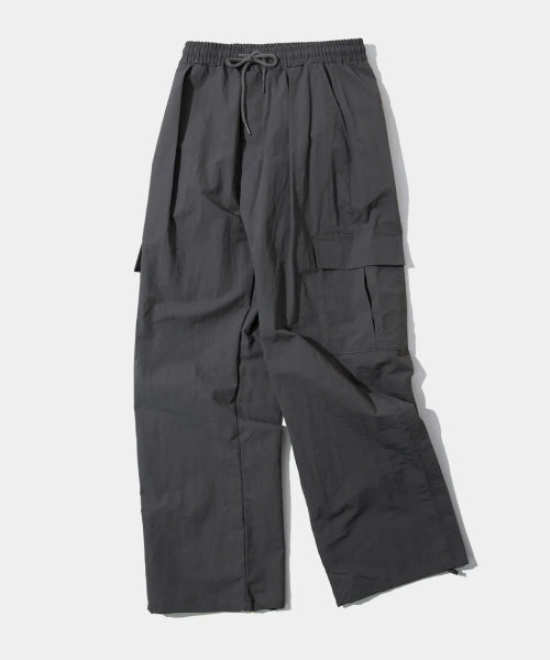 Pocket cargo nylon two-way string banding pants [charcoal]