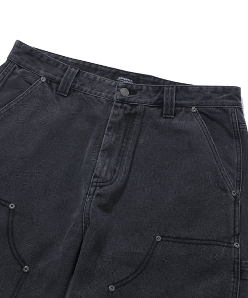 denim Carpenter Semi-wide Pants Black