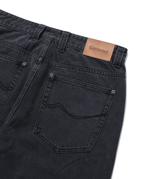 denim Carpenter Semi-wide Pants Black