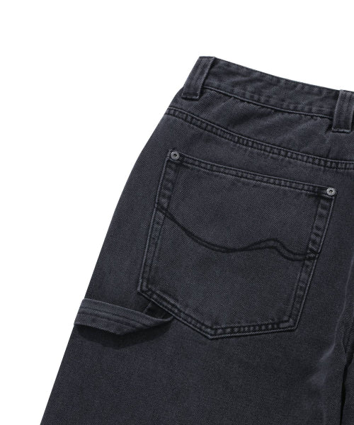 denim Carpenter Semi-wide Pants Black