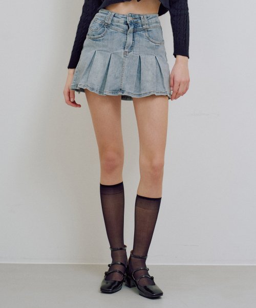 Nikita Denim Pleated Skirt Pants [LIGHT DENIM]
