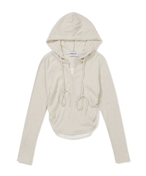 Eva Burton Layered Knit Hoodie [OATMEAL]
