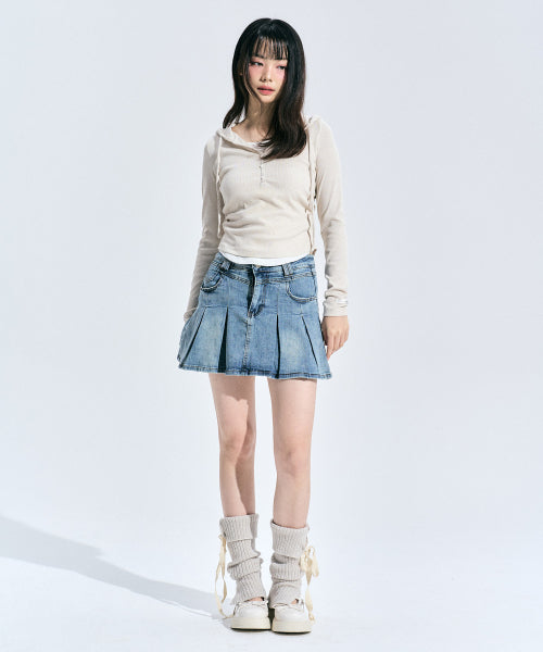 Eva Burton Layered Knit Hoodie [OATMEAL]