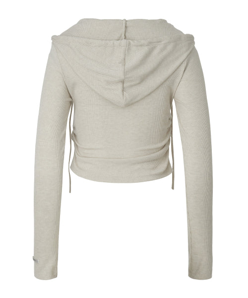Eva Burton Layered Knit Hoodie [OATMEAL]