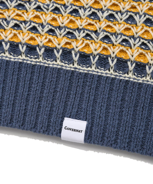 Multi-textured Collar Half Knitwear Navy