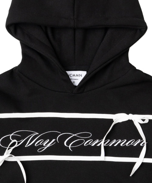 NOY RIBBON CROP HOODIE BK
