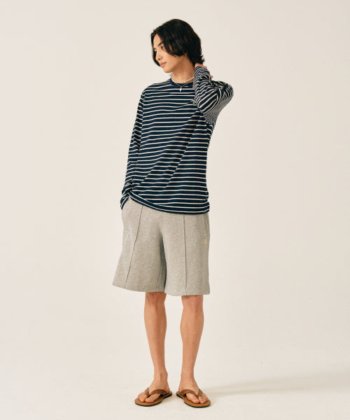 Teo Cotton Bermuda Pants Melange Gray