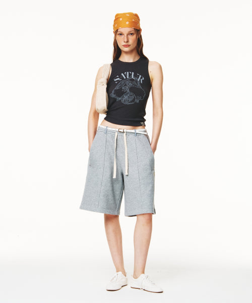 Teo Cotton Bermuda Pants Melange Gray