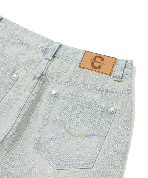 Wide Bermuda Denim Shorts Light Blue