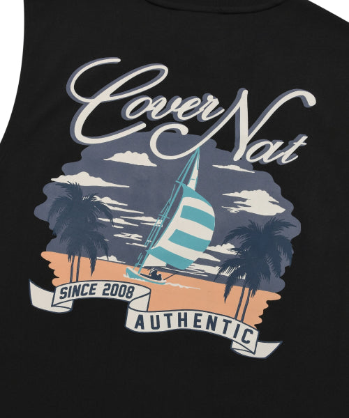 SUNSET BOAT GRAPHIC SLEEVELESS