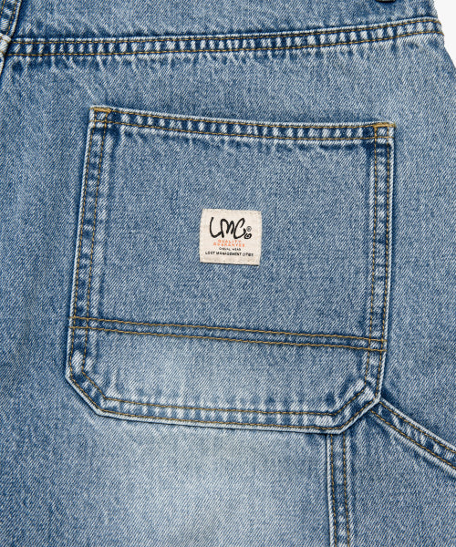 BRUSH WASHED DENIM CARPENTER SHORTS light blue