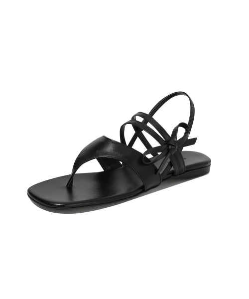 a square toe ribbon sandal