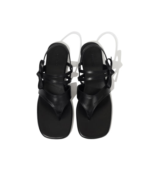 a square toe ribbon sandal