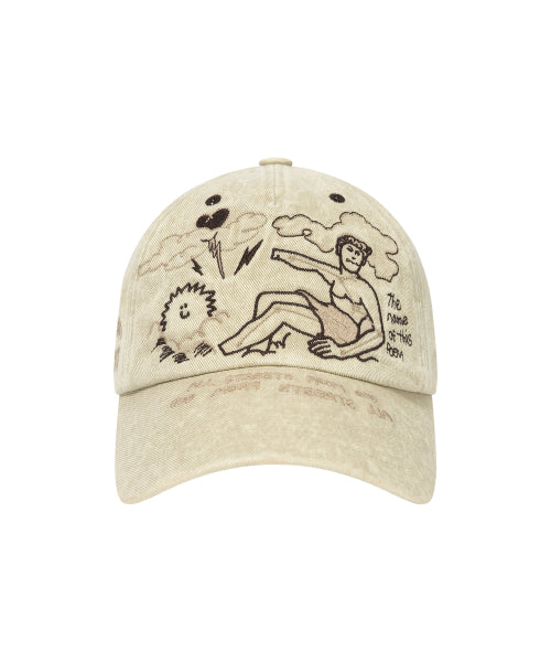 Two-tone graphic ball cap beige