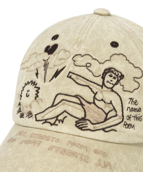 Two-tone graphic ball cap beige
