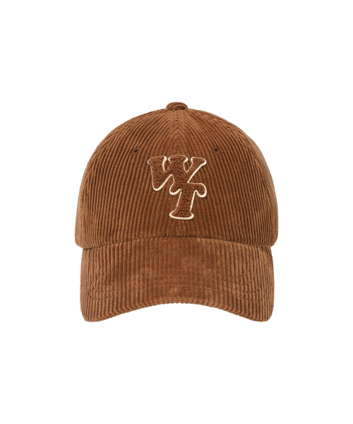 typo slim fit corduroy ball cap brown