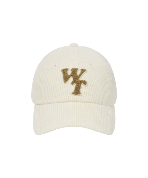 typo slim fit corduroy ball cap ivory