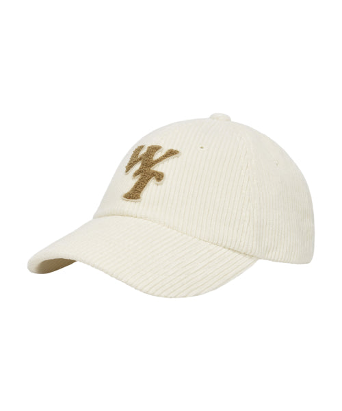 typo slim fit corduroy ball cap ivory