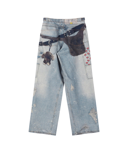 KEY CHAIN ILLUSION DENIM PANTS [BLUE]