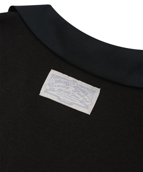 BUTTON COLLAR KNIT LONGSLEEVE [BLACK]