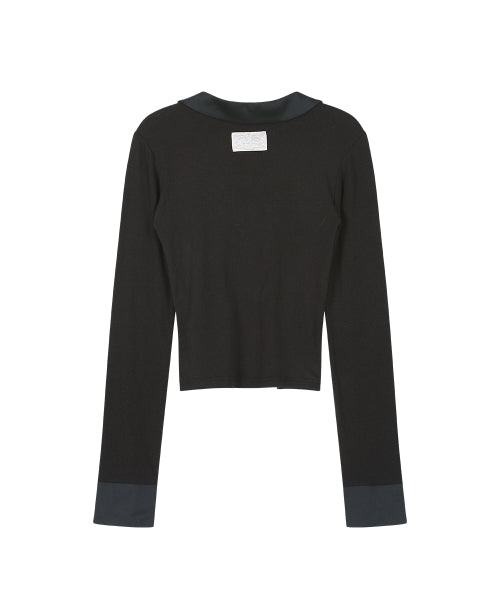 BUTTON COLLAR KNIT LONGSLEEVE [BLACK]