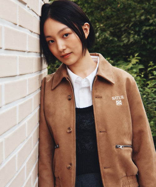 (W) Teo Faux Suede Short Jacket Beige