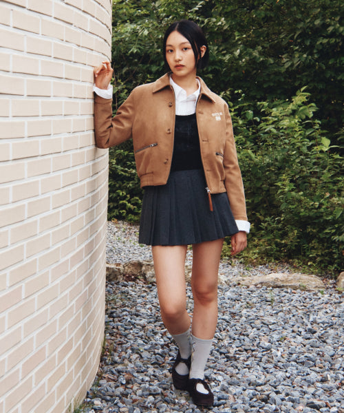(W) Teo Faux Suede Short Jacket Beige