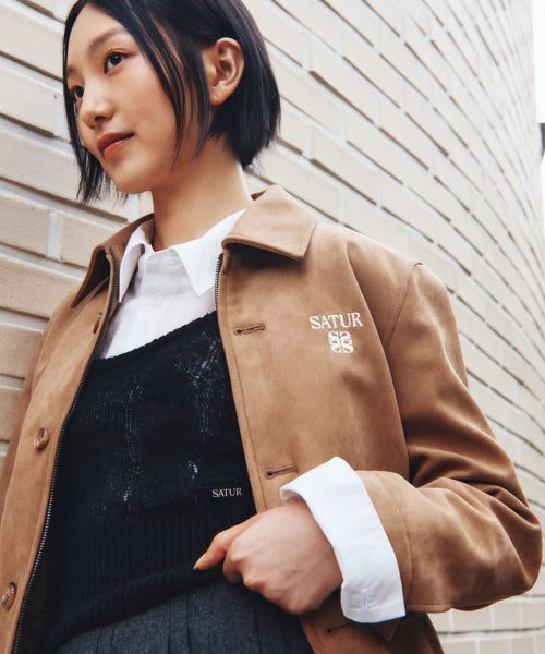 (W) Teo Faux Suede Short Jacket Beige