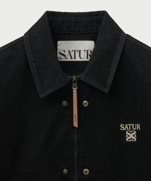 Teo Velvet Denim Jacket Black