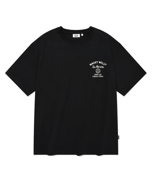 Wakiwillie typo graphic short-sleeved T-shirt black