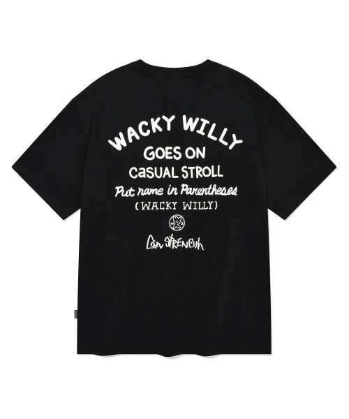 Wakiwillie typo graphic short-sleeved T-shirt black