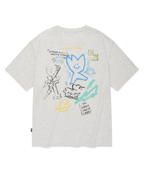 Spray Graphic Short Sleeve T-shirt Light Gray
