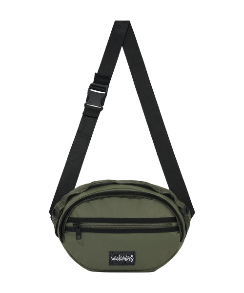 Corduroy webbing sling bag khaki