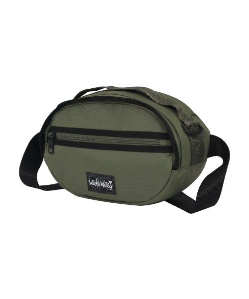 Corduroy webbing sling bag khaki