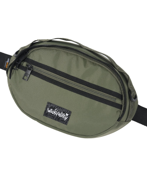 Corduroy webbing sling bag khaki