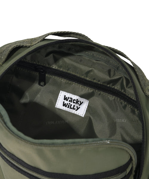 Corduroy webbing sling bag khaki