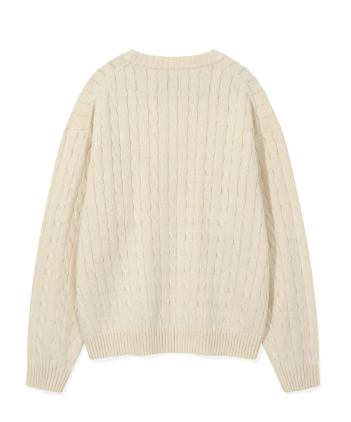 Basic Cable Tissue Pullover Cream