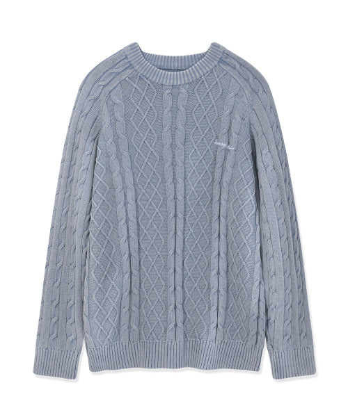 Washing Cable Tissue Pullover Blue