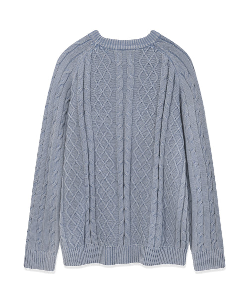 Washing Cable Tissue Pullover Blue