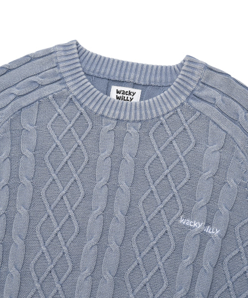 Washing Cable Tissue Pullover Blue