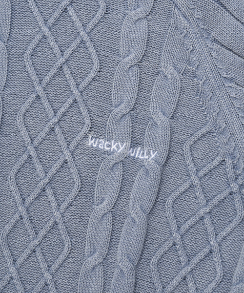 Washing Cable Tissue Pullover Blue