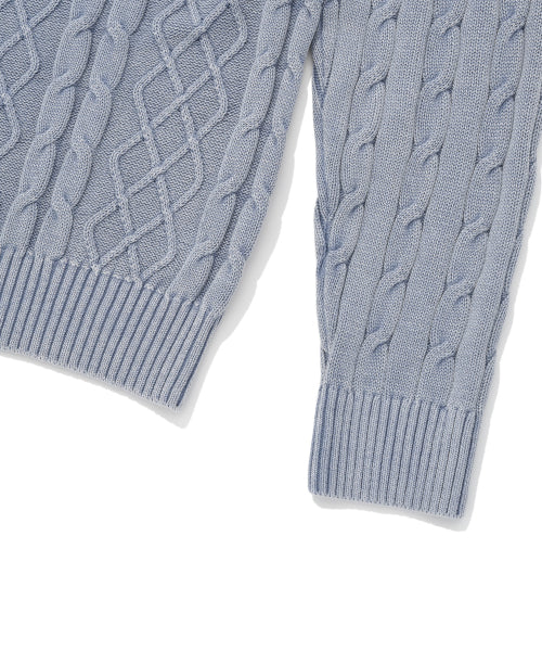 Washing Cable Tissue Pullover Blue