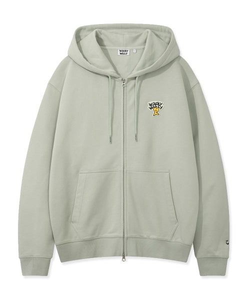 Basic logo hooded zip-up green