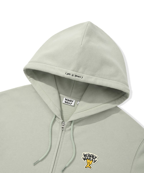 Basic logo hooded zip-up green