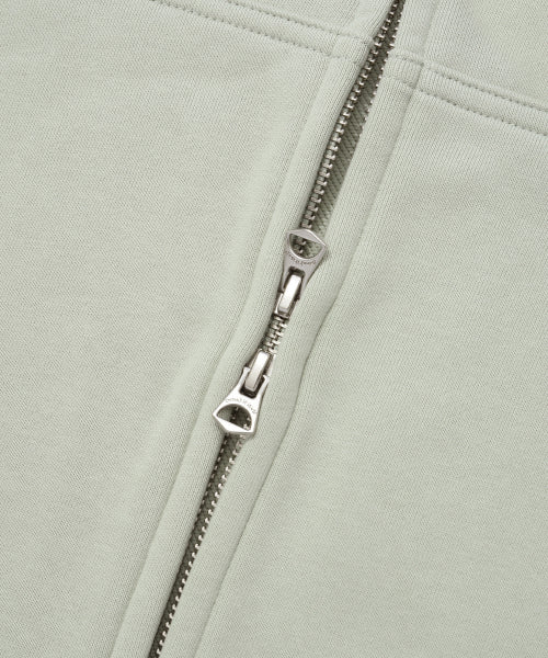 Basic logo hooded zip-up green