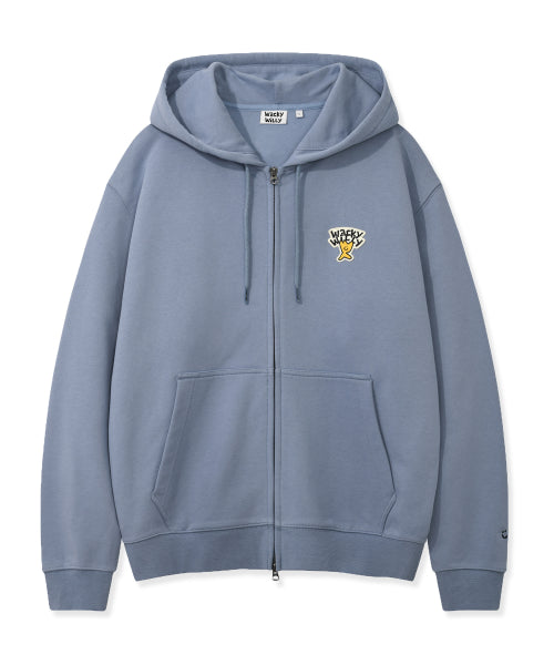 Basic logo hooded zip-up blue